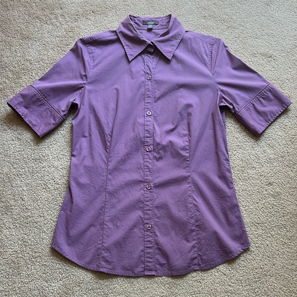 Jacob Purple Button Down Fitted Shirt with Half Length Sleeves
